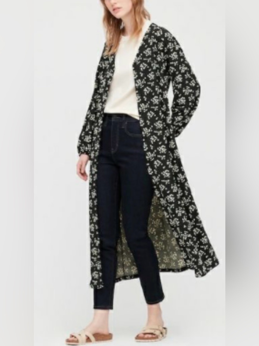 Uniqlo Long Sleeve Crepe Jersey Dress Oversized XS